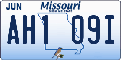 MO license plate AH1O9I