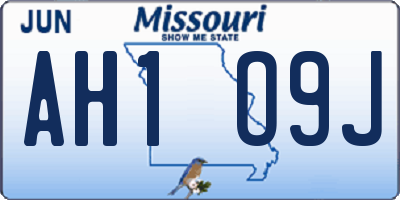 MO license plate AH1O9J