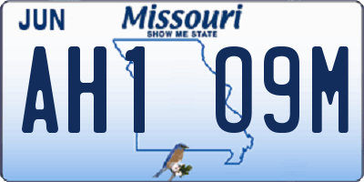 MO license plate AH1O9M