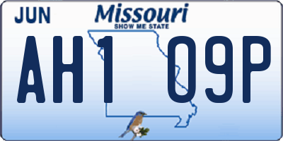 MO license plate AH1O9P