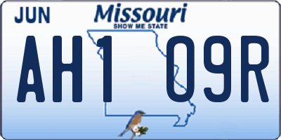 MO license plate AH1O9R