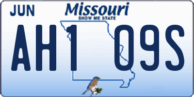 MO license plate AH1O9S