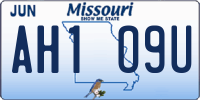 MO license plate AH1O9U