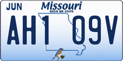 MO license plate AH1O9V