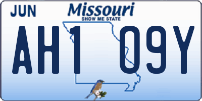 MO license plate AH1O9Y