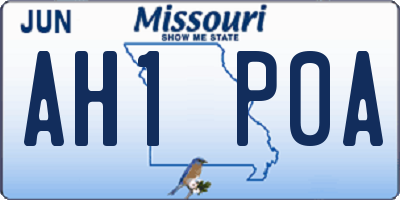 MO license plate AH1P0A