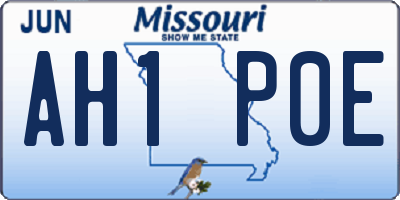 MO license plate AH1P0E