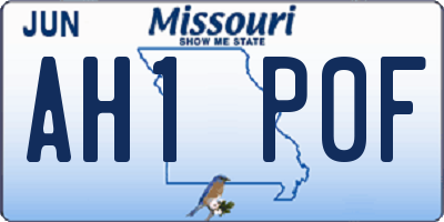 MO license plate AH1P0F