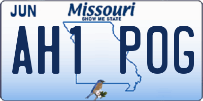 MO license plate AH1P0G