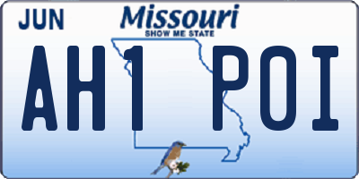 MO license plate AH1P0I