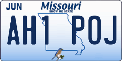 MO license plate AH1P0J