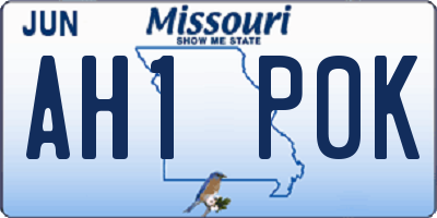 MO license plate AH1P0K