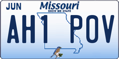 MO license plate AH1P0V