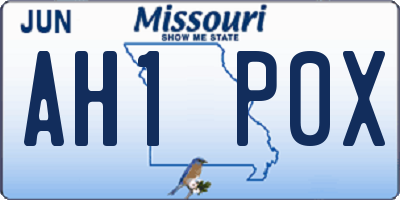 MO license plate AH1P0X