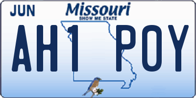 MO license plate AH1P0Y