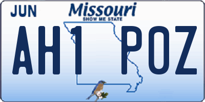 MO license plate AH1P0Z