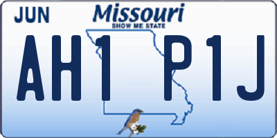 MO license plate AH1P1J