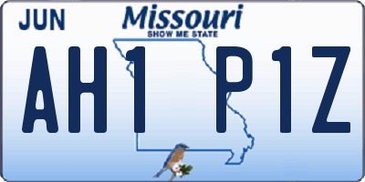 MO license plate AH1P1Z