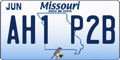 MO license plate AH1P2B