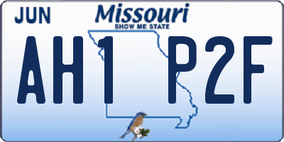 MO license plate AH1P2F