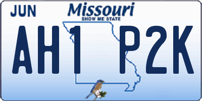 MO license plate AH1P2K