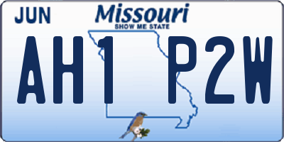 MO license plate AH1P2W