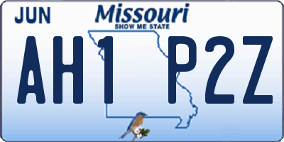 MO license plate AH1P2Z