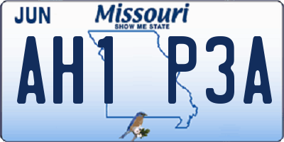 MO license plate AH1P3A