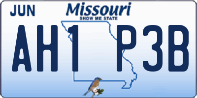 MO license plate AH1P3B