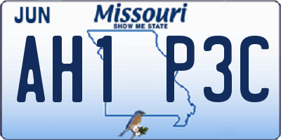 MO license plate AH1P3C