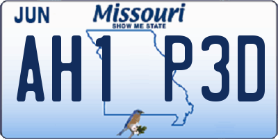 MO license plate AH1P3D