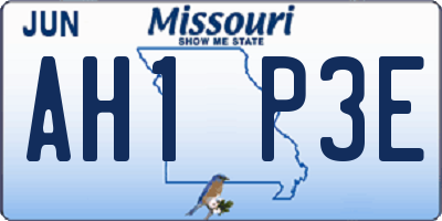 MO license plate AH1P3E