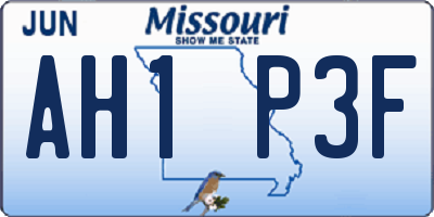 MO license plate AH1P3F