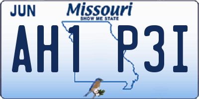 MO license plate AH1P3I