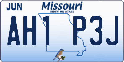 MO license plate AH1P3J