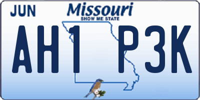 MO license plate AH1P3K