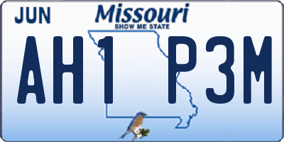 MO license plate AH1P3M