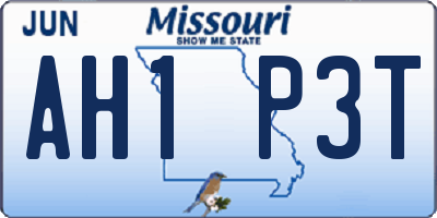 MO license plate AH1P3T