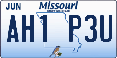 MO license plate AH1P3U