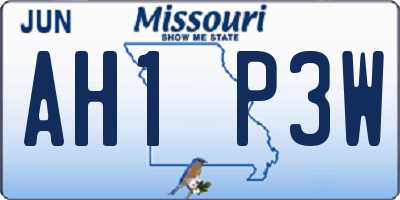 MO license plate AH1P3W