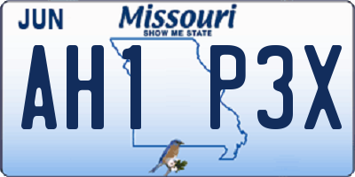 MO license plate AH1P3X