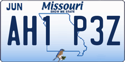 MO license plate AH1P3Z