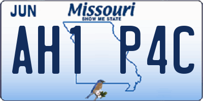 MO license plate AH1P4C