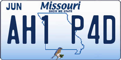 MO license plate AH1P4D