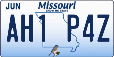 MO license plate AH1P4Z