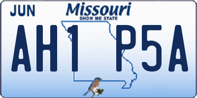 MO license plate AH1P5A