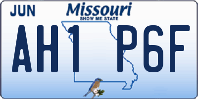 MO license plate AH1P6F