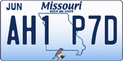 MO license plate AH1P7D