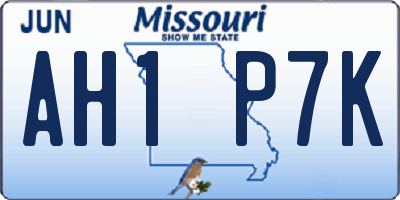 MO license plate AH1P7K