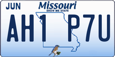 MO license plate AH1P7U